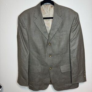Oscar De La Renta Blazer Suit Jacket Button Front Plaid Printed Silk Wool Blend